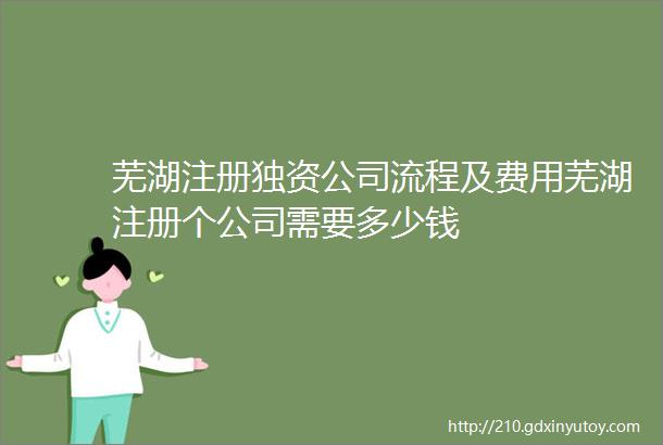 芜湖注册独资公司流程及费用芜湖注册个公司需要多少钱